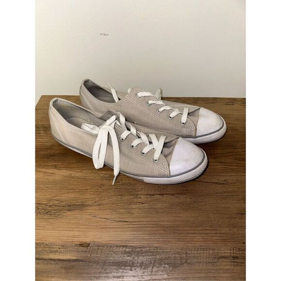 Women's Converse All Star Low Top Sneaker Light Grey Textured, Size 10 - Picture 3 of 6